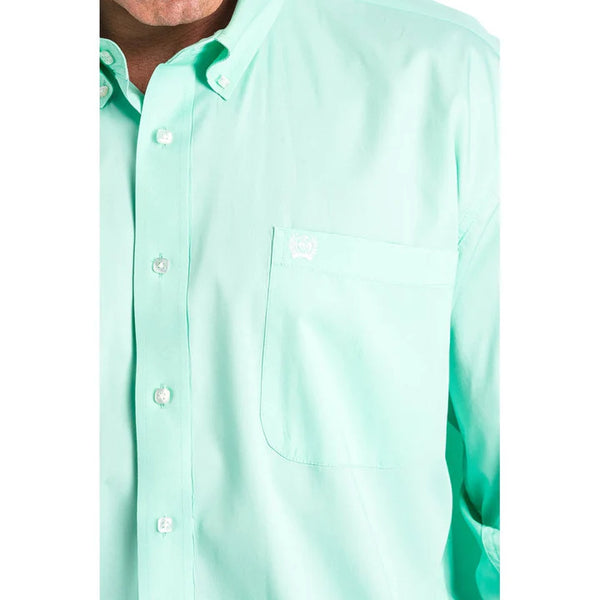 Cinch Men's Classic Fit Long Sleeve Solid Green Shirt : Large