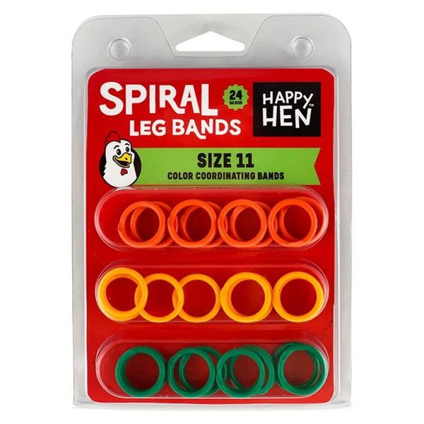Happy Hen Spiral Leg Bands Assorted Colors 24ct : Size 11