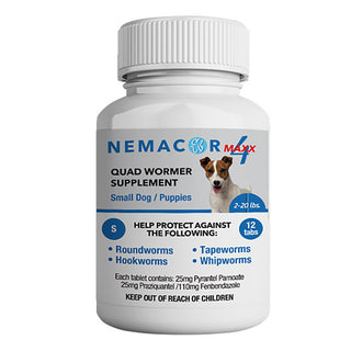 Nemacor Maxx 4 Quad Wormer for Dogs 2-20lbs : 12ct