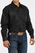 Cinch Men's Shirt Long Sleeve Herringbone Denim - Med