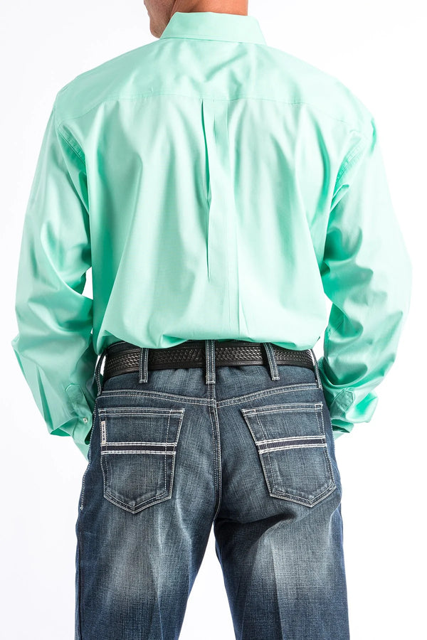 Cinch Men's Classic Fit Long Sleeve Solid Green Shirt : Small