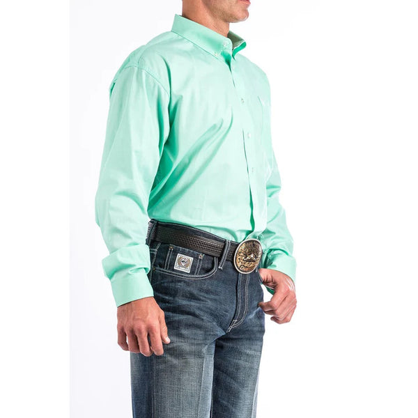 Cinch Men's Classic Fit Long Sleeve Solid Green Shirt : Medium