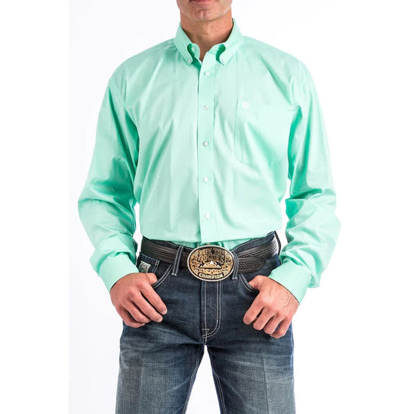 Cinch Men's Classic Fit Long Sleeve Solid Green Shirt : Small