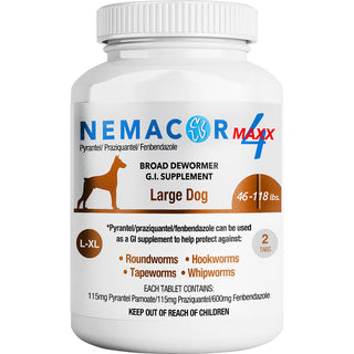 Nemacor Maxx 4  Quad Wormer for Dogs 46-118lb : 2ct