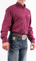 Cinch Men's Classic Fit Long Sleeve Solid Burgundy Shirt : Small